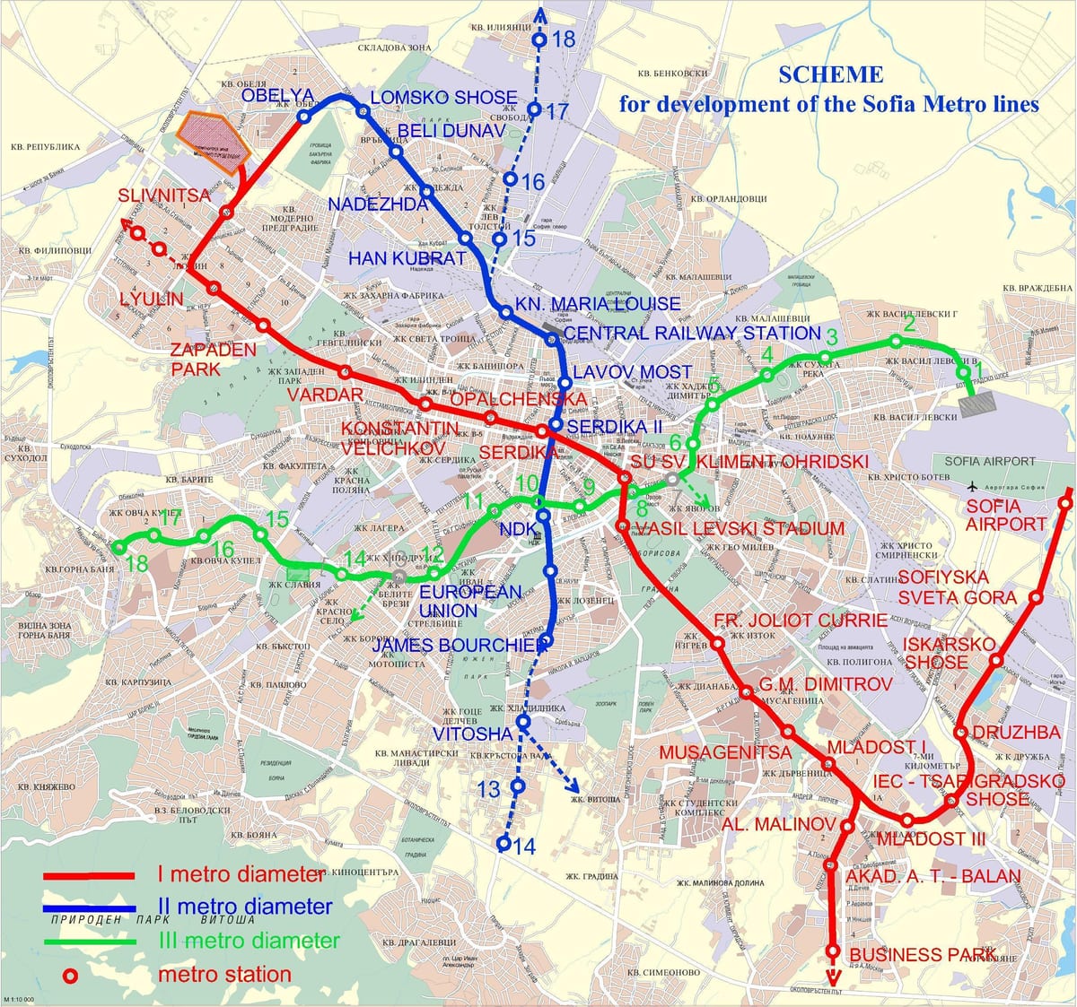 ನಕ್ಷೆ ಬಲ್ಗೇರಿಯ ಮೆಟ್ರೋ