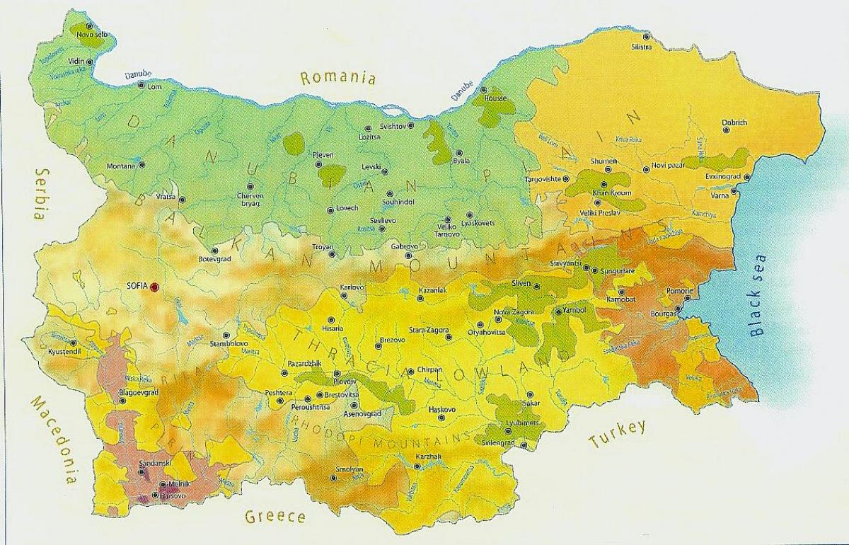 ನಕ್ಷೆ ಬಲ್ಗೇರಿಯ ಹವಾಮಾನ